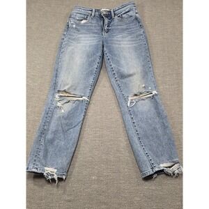 Flying Monkey Distressed Denim Jeans High Rise Straight Leg Blue Size 27